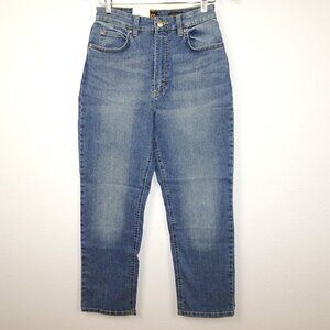 Lee Straight Leg Jeans Women's Size 29x27 Blue Denim High Rise Ankle Mom Jeans